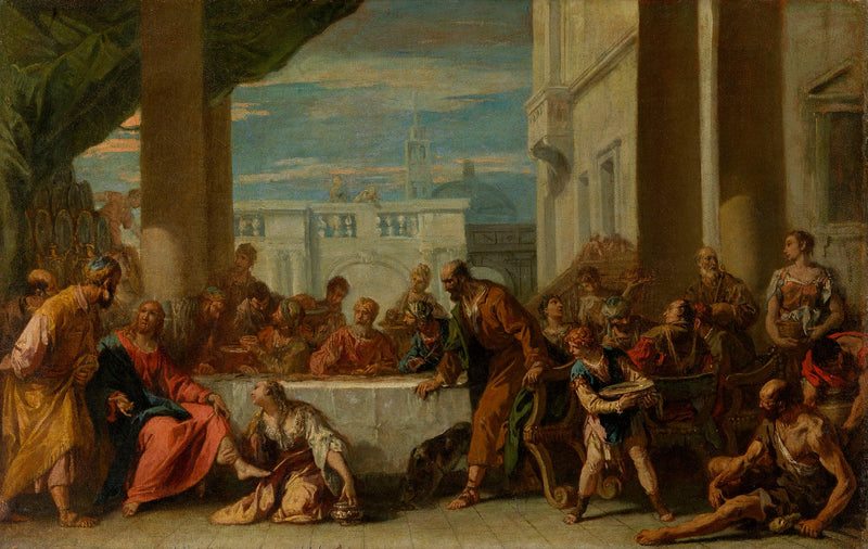 A Madalena ungiendo los pies de Cristo. - Sebastiano Ricci