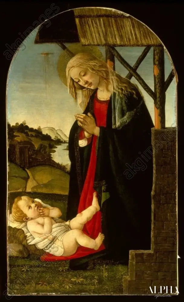 La Madone adorant le Christ - Sandro Botticelli - Reproductions de tableaux et peintures haut de gamme