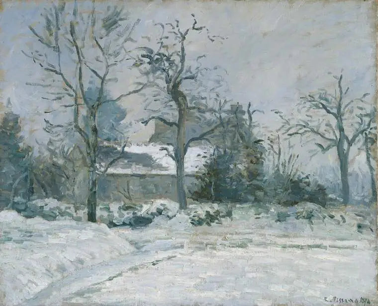 A Casa de la Piette, Montfoucault, efeito de neve - Camille Pissarro