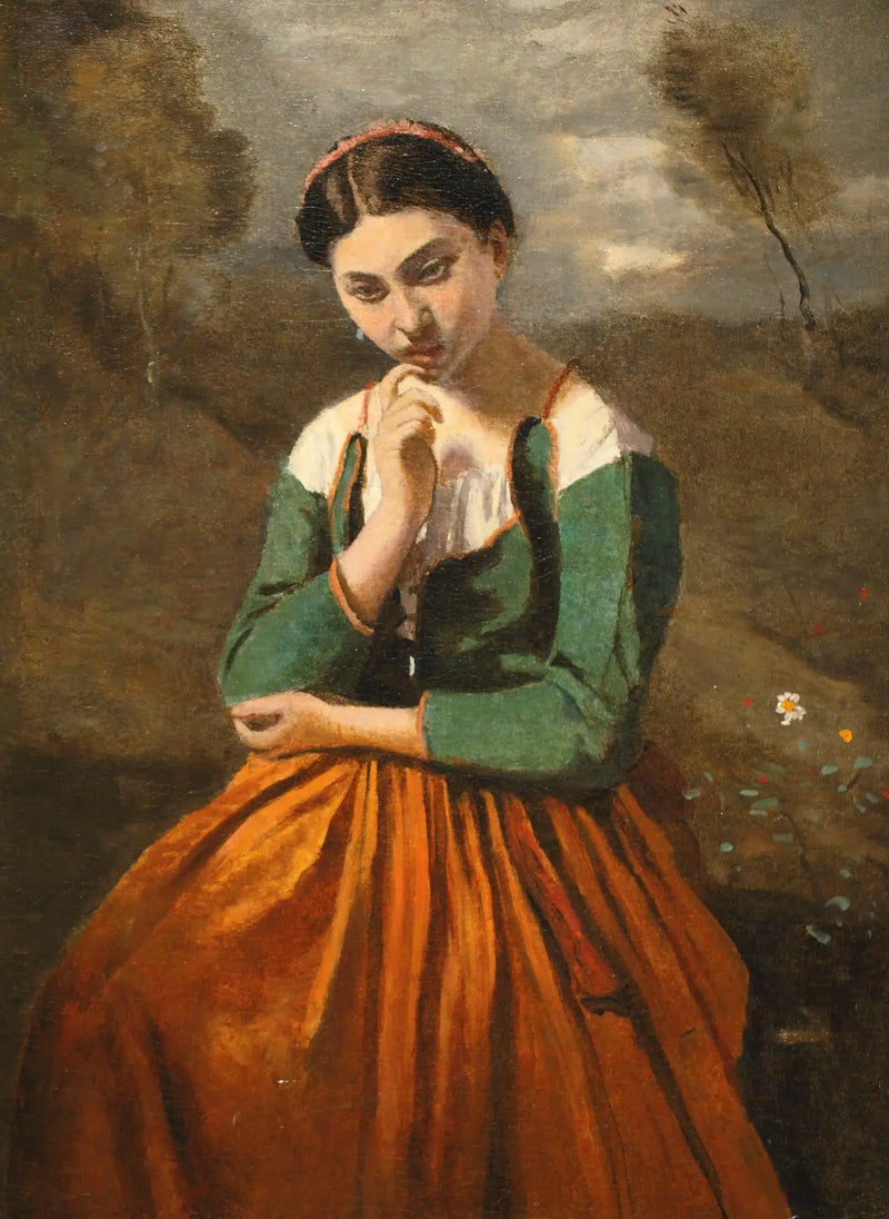 A meditação - Jean-Baptiste Camille Corot