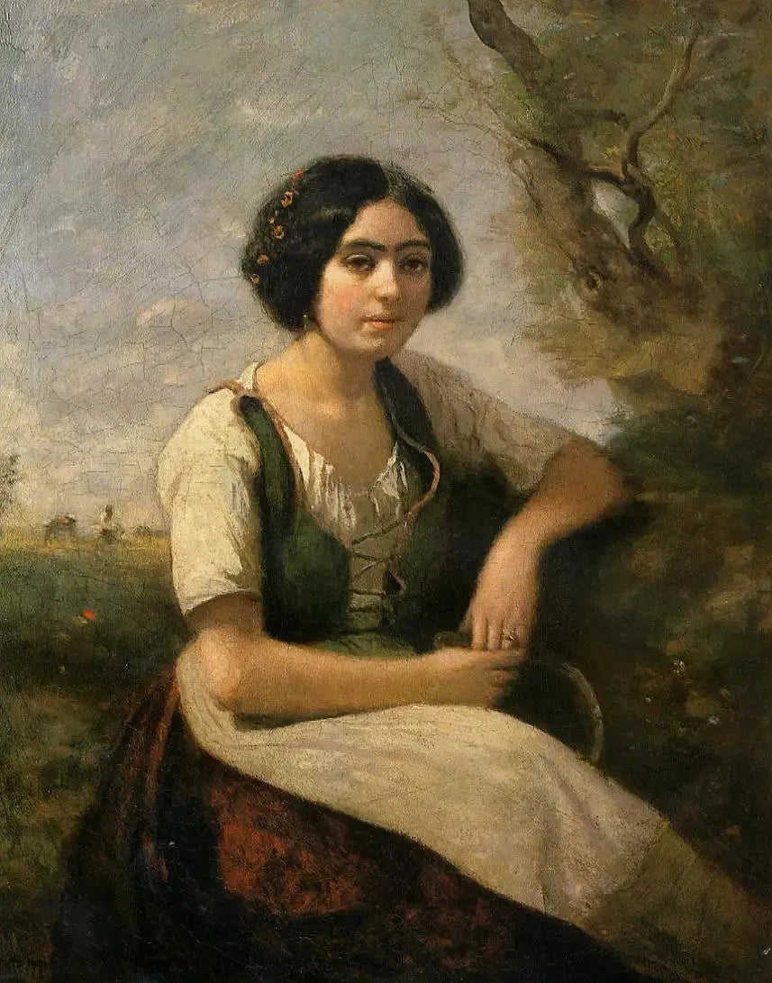 A colheitadeira com foice - Jean-Baptiste Camille Corot
