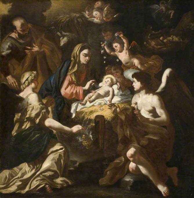 A Natividade com anjos adoradores - Francesco Solimena