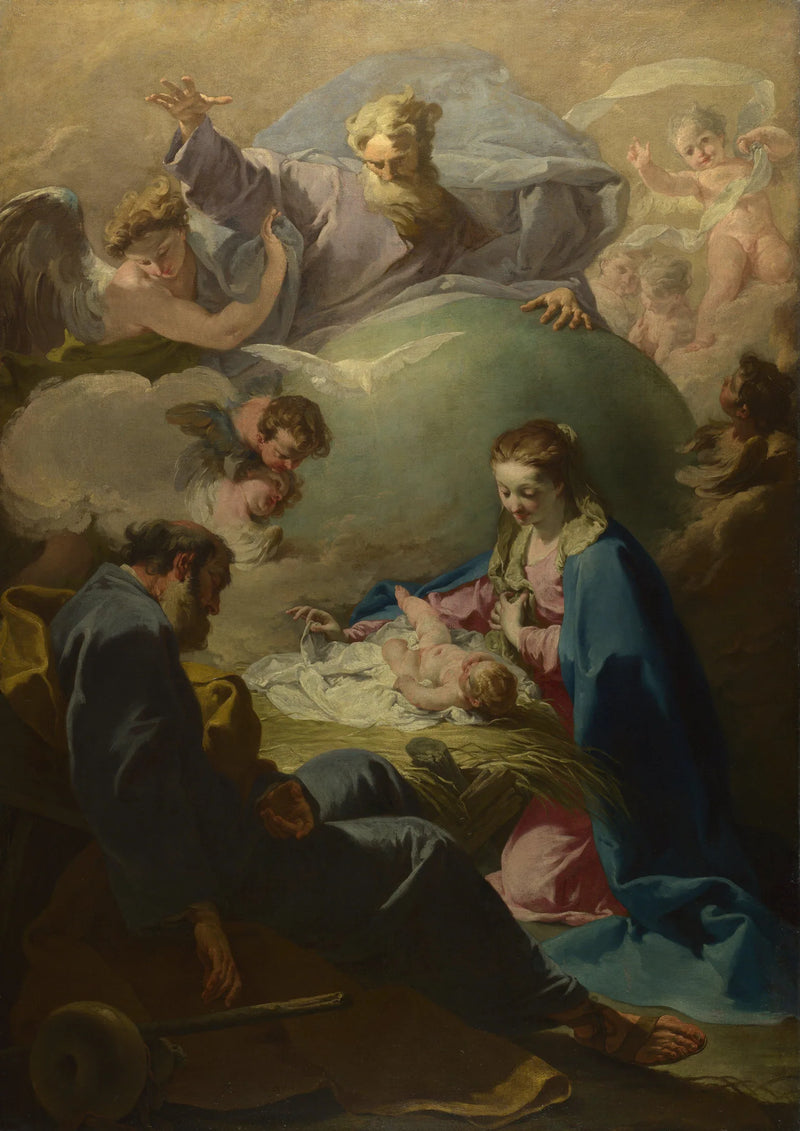 A Natividade com Deus Pai e Espírito Santo - Giovanni Battista Pittoni