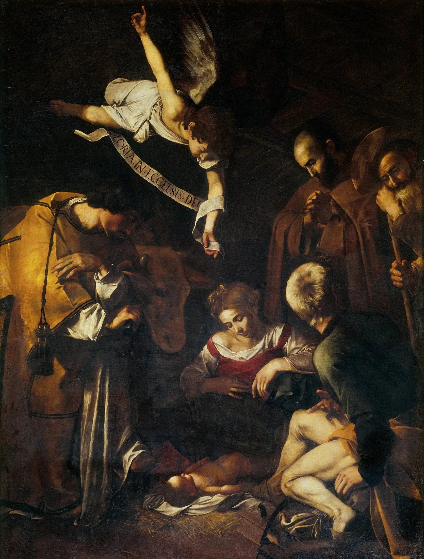 La Nativité avec saint François et saint Laurent - Le Caravage image 1 copie peinte à la main à l’huile