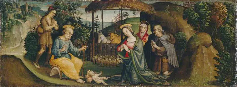A Natividade com Santa Brígida - Pietro Perugino