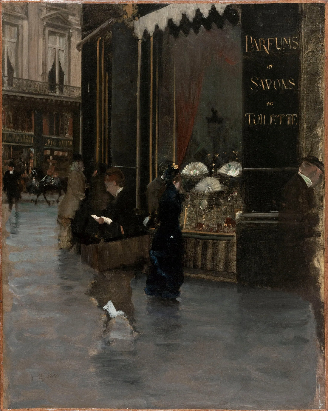 A perfumaria Violet, na esquina do boulevard des Capucines e da rua Scribe - Giuseppe De Nittis