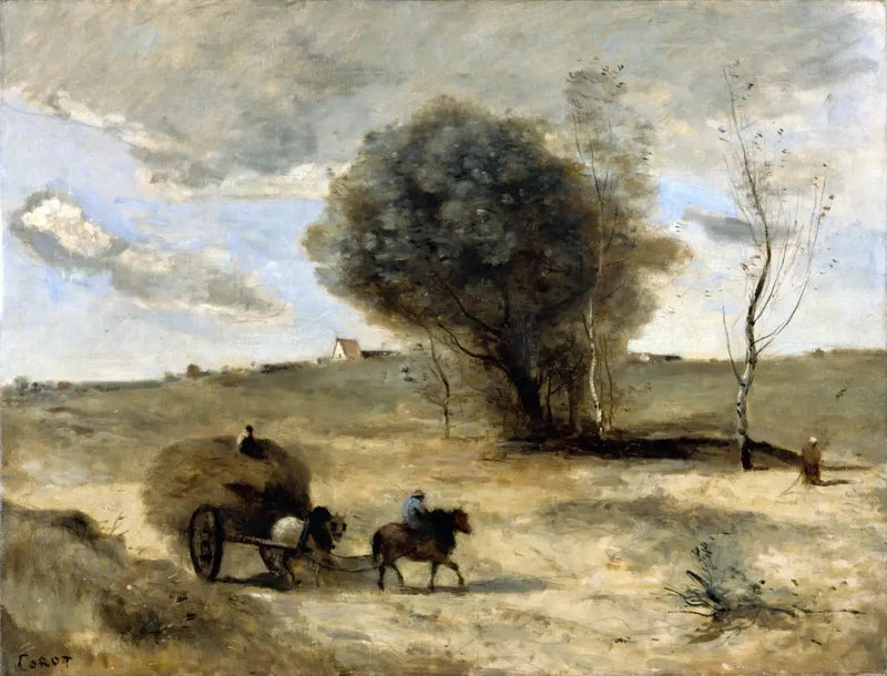 A pequena carroça nas dunas - Jean-Baptiste Camille Corot