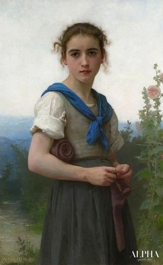 La petite tricoteuse, 1891 - William Bouguereau - Reproductions de tableaux et peintures haut de gamme