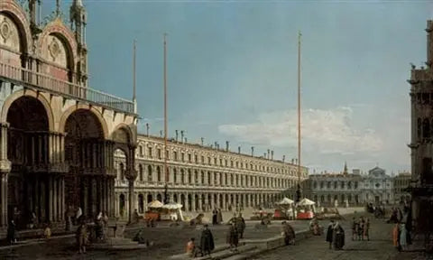 Praça de São Marcos, Veneza, vista para as Procuratie Nuove e a igreja de San Geminiano desde o Campo di San Basso - Canaletto