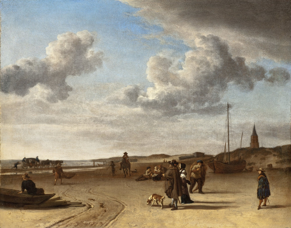 La plage de Scheveningen - Adriaen van de Velde image 1 copie peinte à la main à l’huile