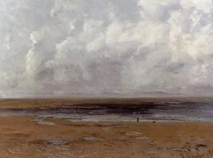 A Praia de Trouville na maré baixa - Gustave Courbet