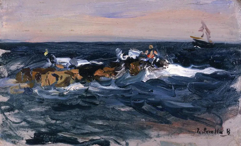 A praia, Valência (Boi puxando um barco) - Joaquín Sorolla