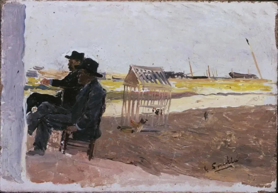 A Praia, Valência (Dois Homens Sentados) - Joaquín Sorolla