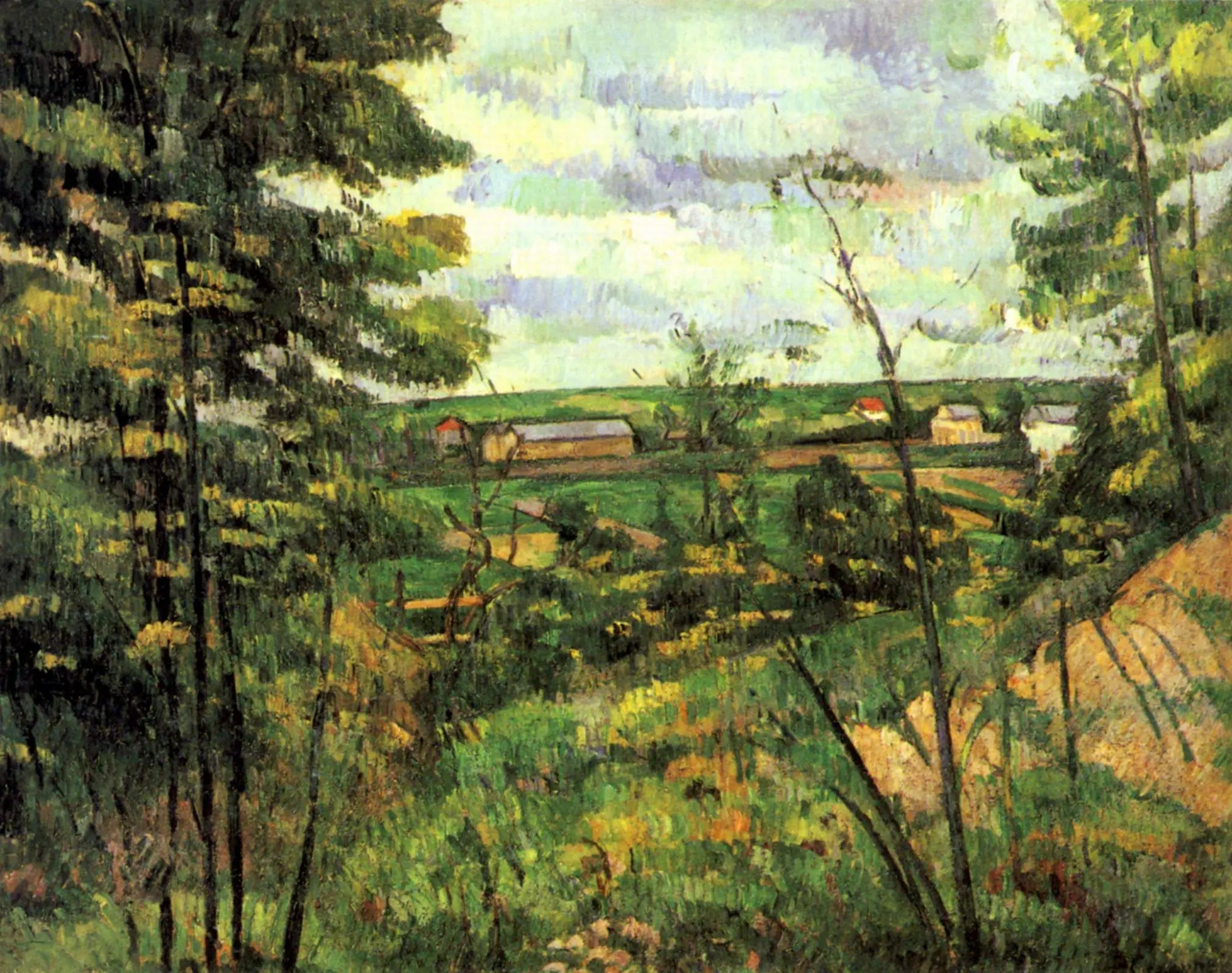 Reproduction du tableau « La Plaine de Saint-Ouen-l'Aumône vue prise des carrières du Chou - Paul Cézanne » par Alpha Reproduction en peinture à l’huile