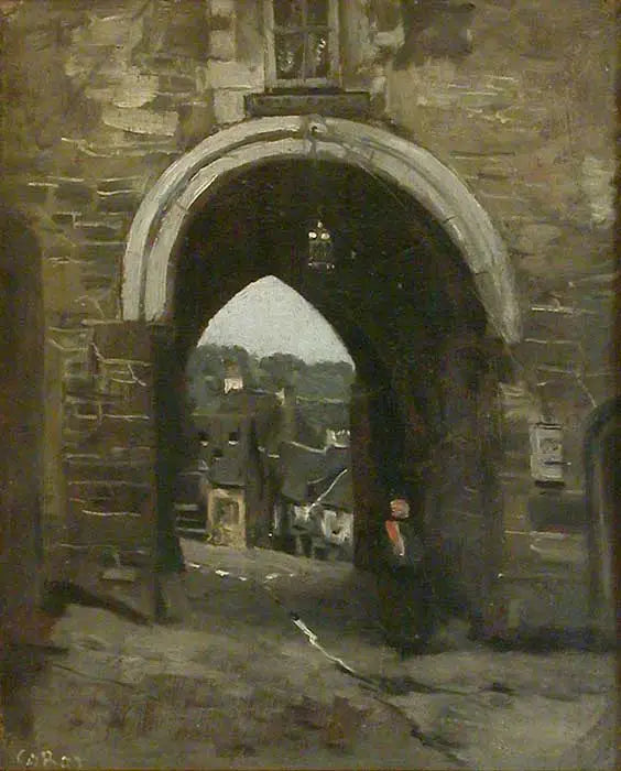 A Porta do Jerzual em Dinan - Jean-Baptiste Camille Corot
