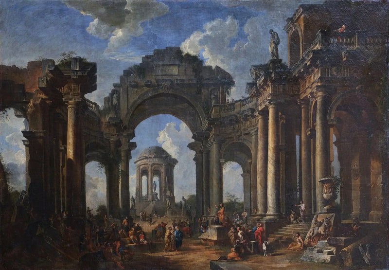 A Pregação de um apóstolo em ruínas de arquitetura de ordem dórica - Giovanni Paolo Panini