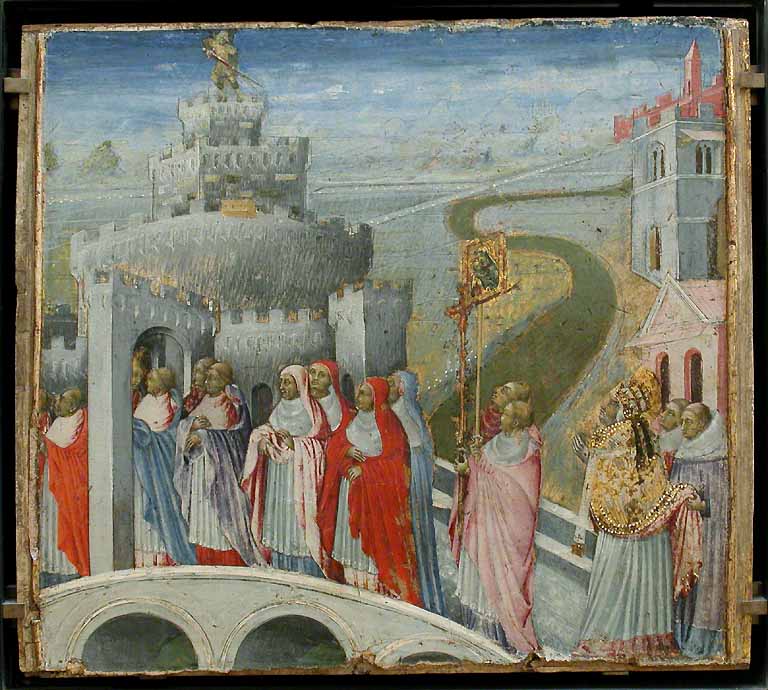 A Procissão de São Gregório no Castelo de Santo Ângelo - Giovanni di Paolo