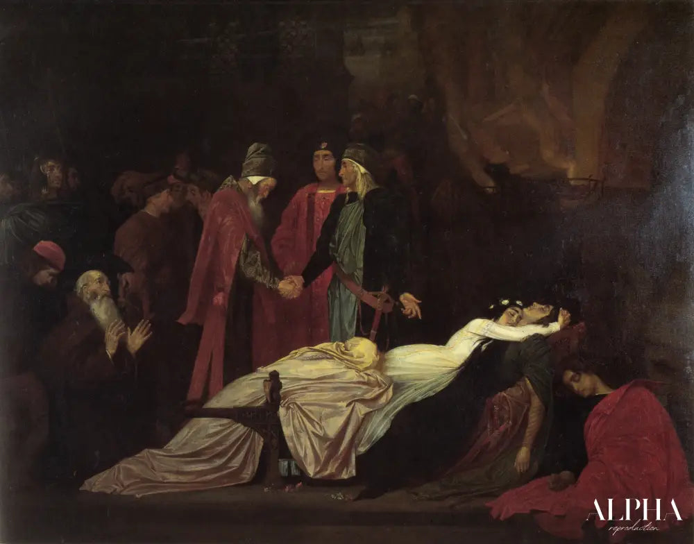 La réconciliation des Montague et Capulets sur les cadavres de Roméo et Juliette - Frederic Leighton Reproductions de