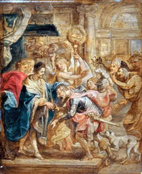 A reconciliação do rei Henrique III e Henrique de Navarra - Peter Paul Rubens