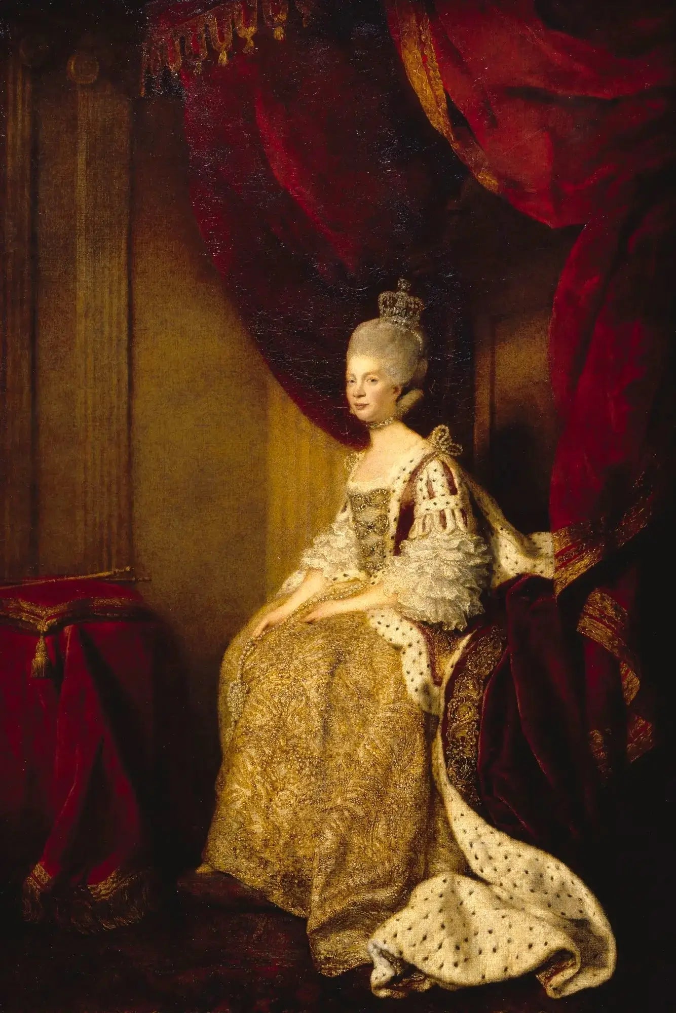 La reine Charlotte (1744–1818) - Joshua Reynolds image 1 copie peinte à la main à l’huile