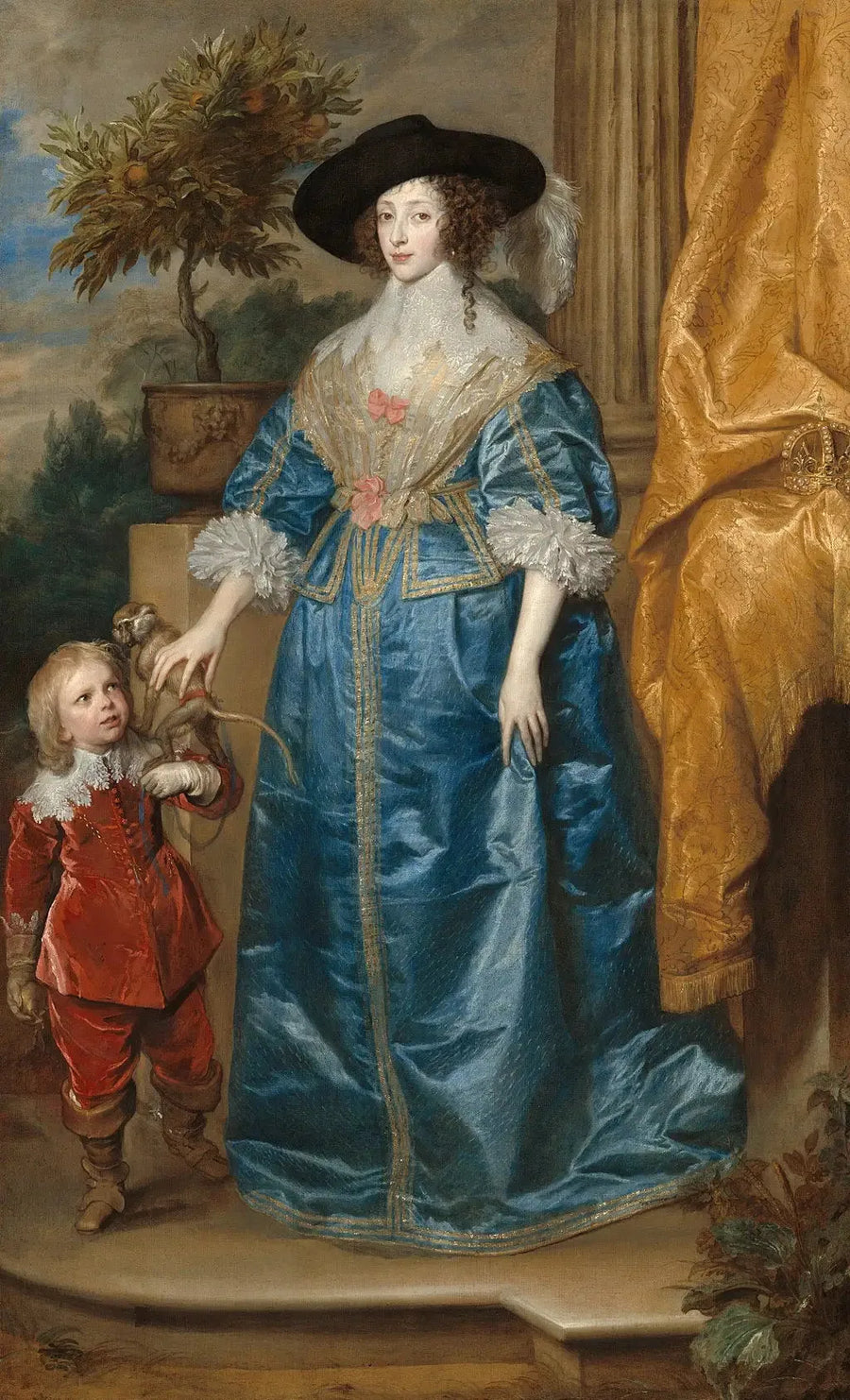 A rainha Henriette Marie e seu filho, Sir Jeffrey Hudson - Antoine van Dyck