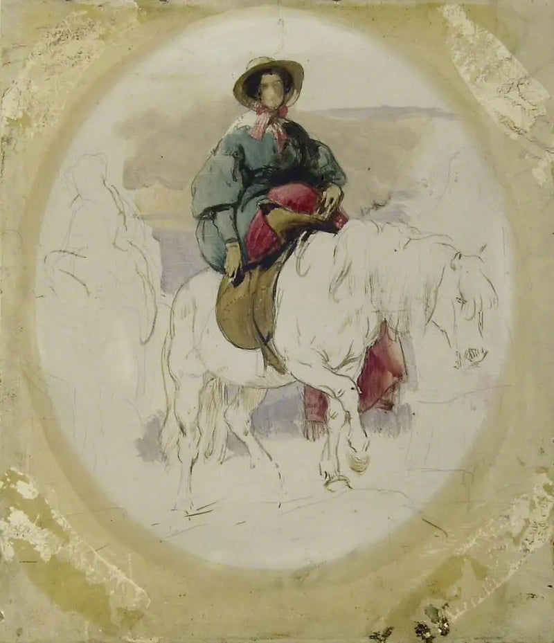 A rainha Victoria em um pônei das Highlands - Edwin Henry Landseer