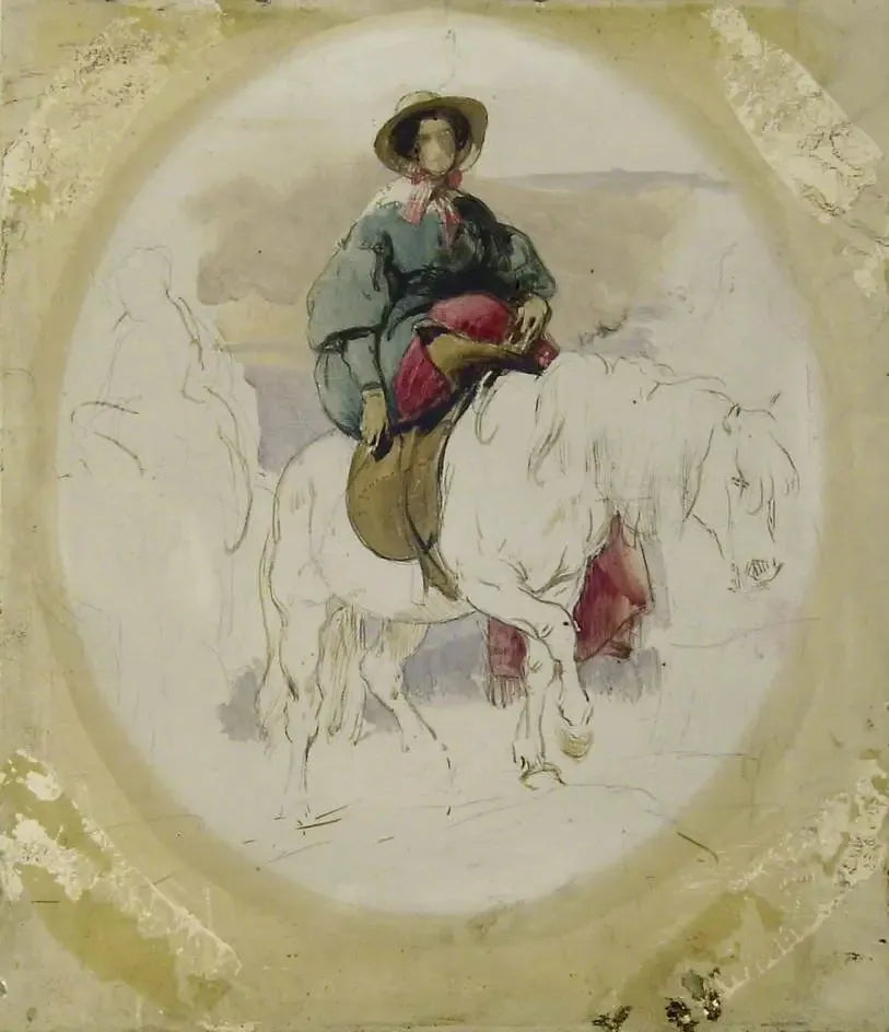 A rainha Victoria em um pônei das Highlands - Edwin Henry Landseer