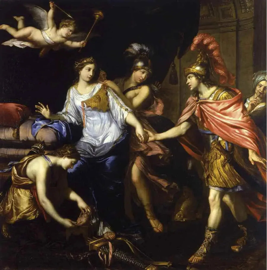 O encontro de Alexandre com a rainha das Amazonas - Pierre Mignard