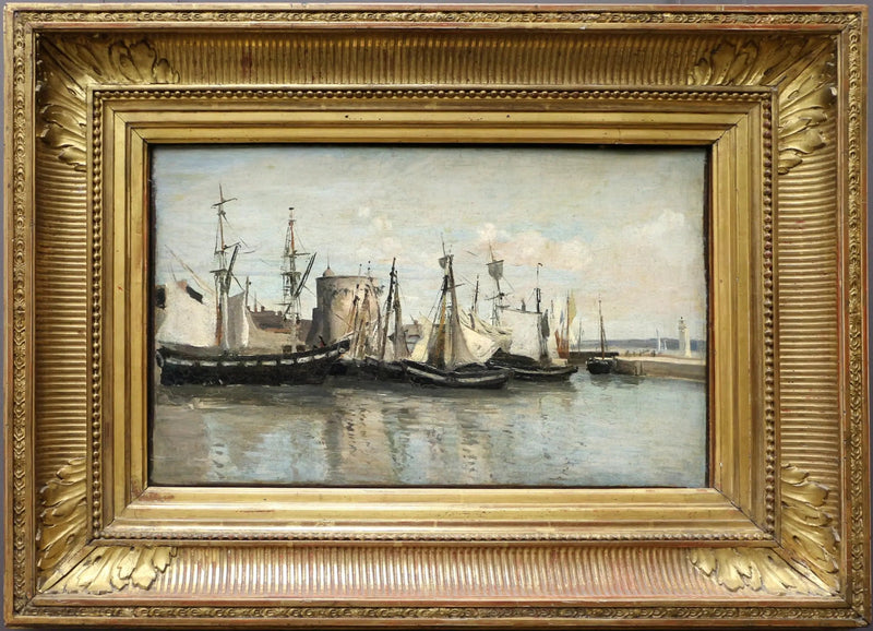 La Rochelle. Entrada do porto de fundeio. - Jean-Baptiste Camille Corot