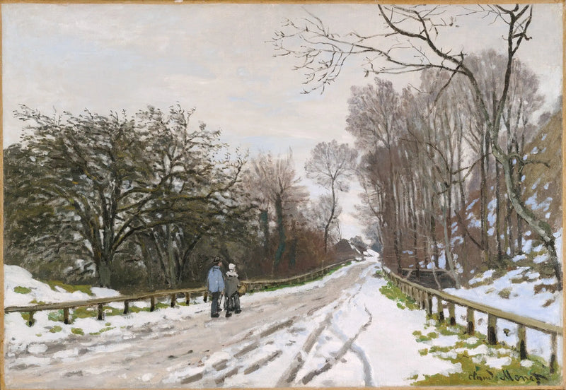 A Estrada da Fazenda Saint-Siméon, efeito de neve - Claude Monet