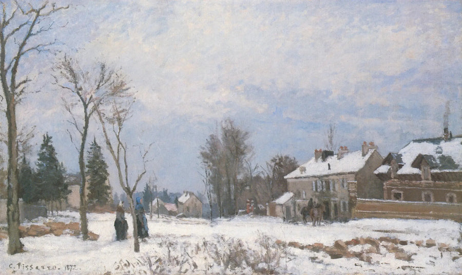 A Estrada de Versalhes a Saint-Germain, Louveciennes, efeito de neve - Camille Pissarro