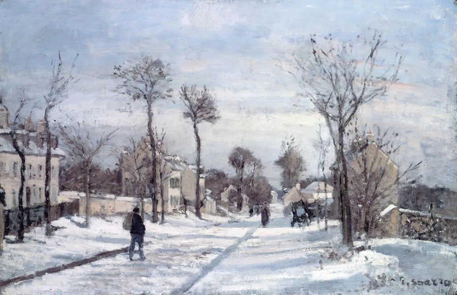 A Estrada de Versalhes, Louveciennes, neve - Camille Pissarro