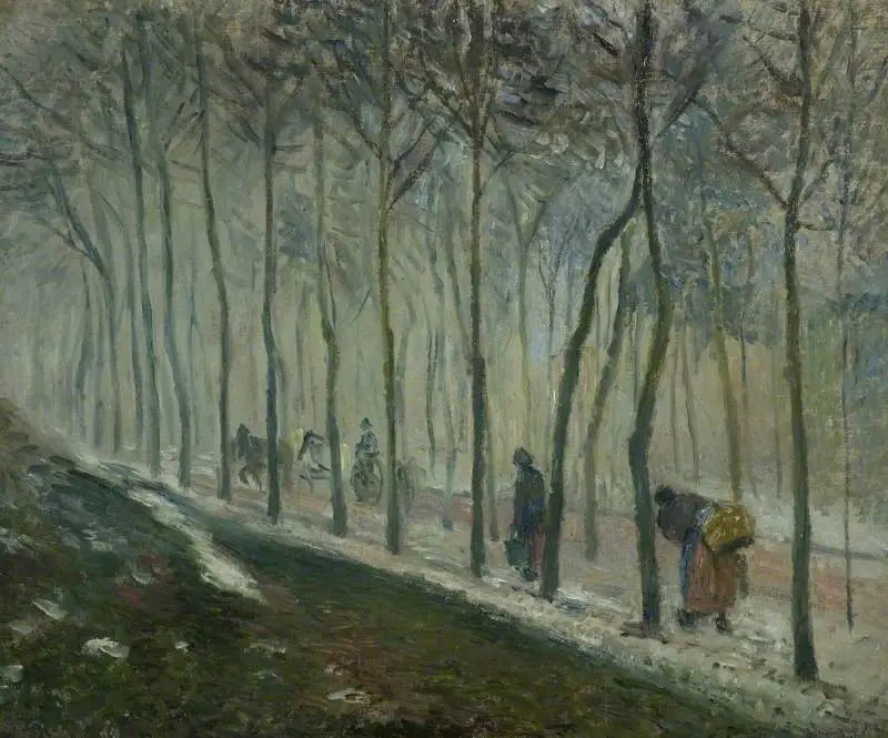 A estrada, efeito de neve - Camille Pissarro