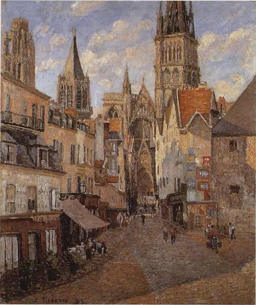 A Rua da Mercearia em Rouen, final da tarde - Camille Pissarro