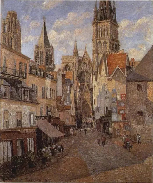 A Rua da Mercearia em Rouen, final da tarde - Camille Pissarro