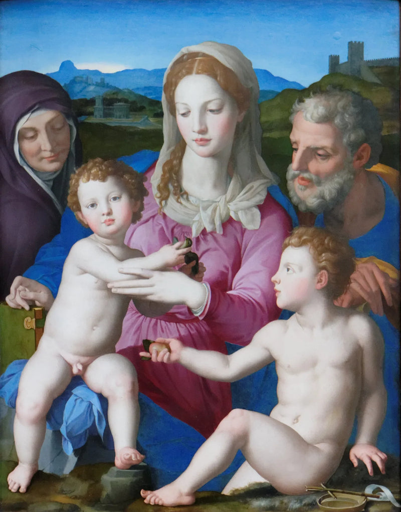 A Sagrada Família com Santa Isabel e o pequeno São João Batista - Bronzino