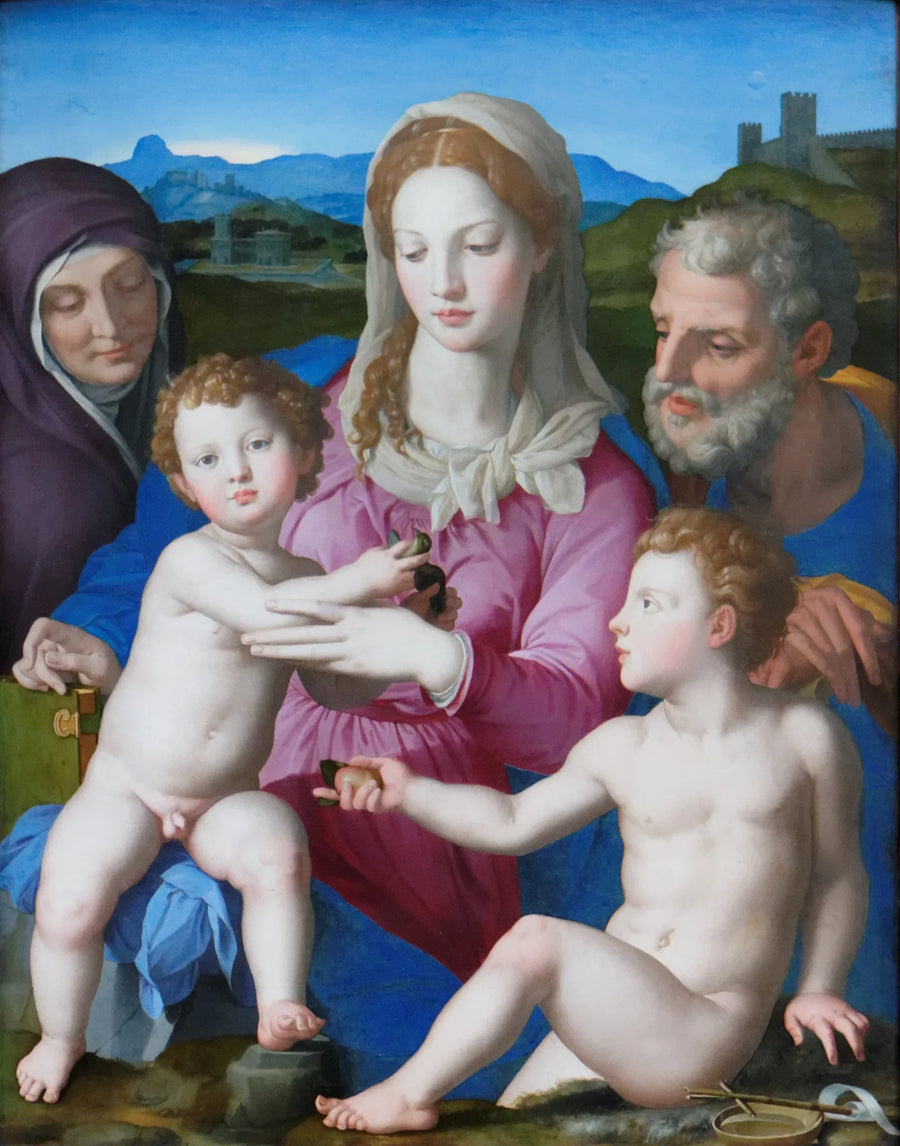 A Sagrada Família com Santa Isabel e o pequeno São João Batista - Bronzino