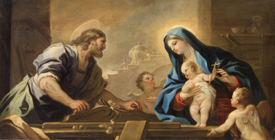 La Sainte Famille avec Joseph à l’établi du charpentier - Luca Giordano - Alpha Reproduction