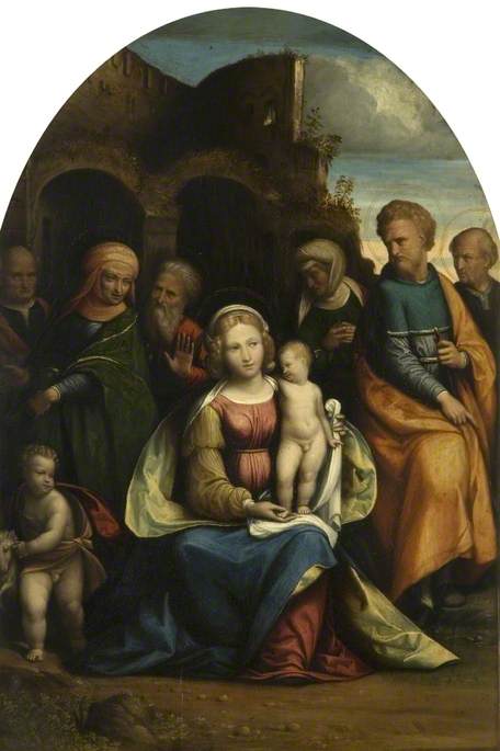 La Sainte Famille avec les saints - Benvenuto Tisi image 1 tableau peint à l’huile sur toile