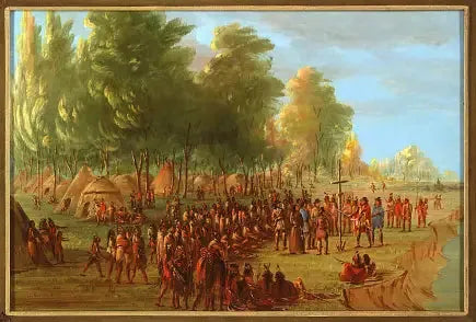 A sala erguendo uma cruz e tomando posse do terreno. 25 de março de 1682 - George Catlin