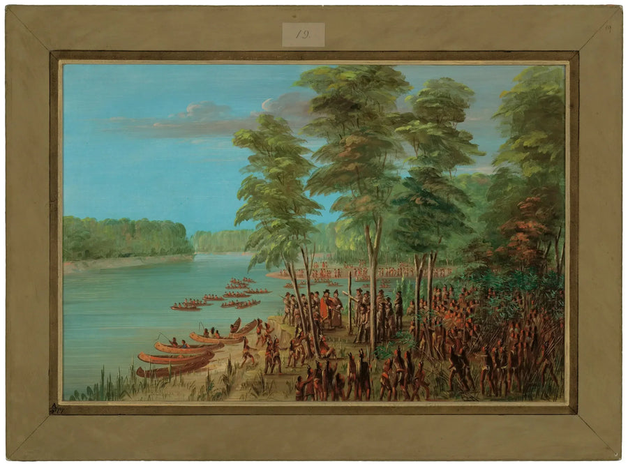A Salle toma posse das terras na foz do Arkansas. 10 de março de 1682 - George Catlin