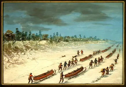 A sala atravessando o Lago Michigan sobre o gelo. 8 de dezembro de 1681 - George Catlin