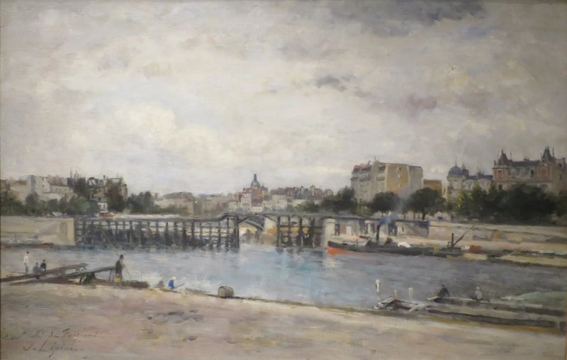A Sena na estacada durante a construção da ponte Sully - Stanislas Lépine