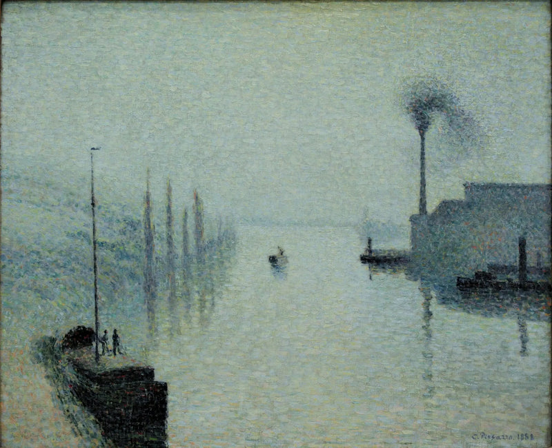 O Sena em Rouen, a ilha Lacroix, efeito de neblina - Camille Pissarro