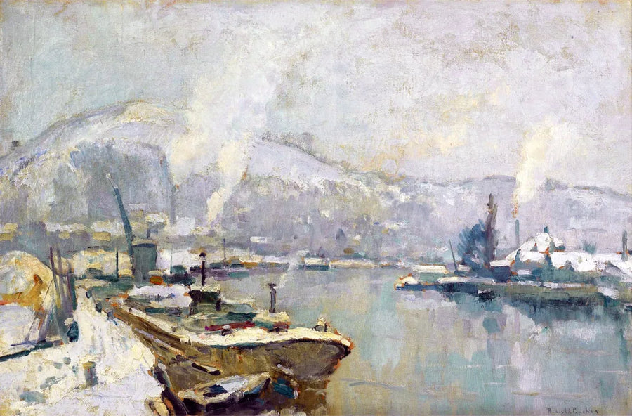 A Sena e a Costa Sainte Catherine em Rouen no inverno - Robert Antoine Pinchon