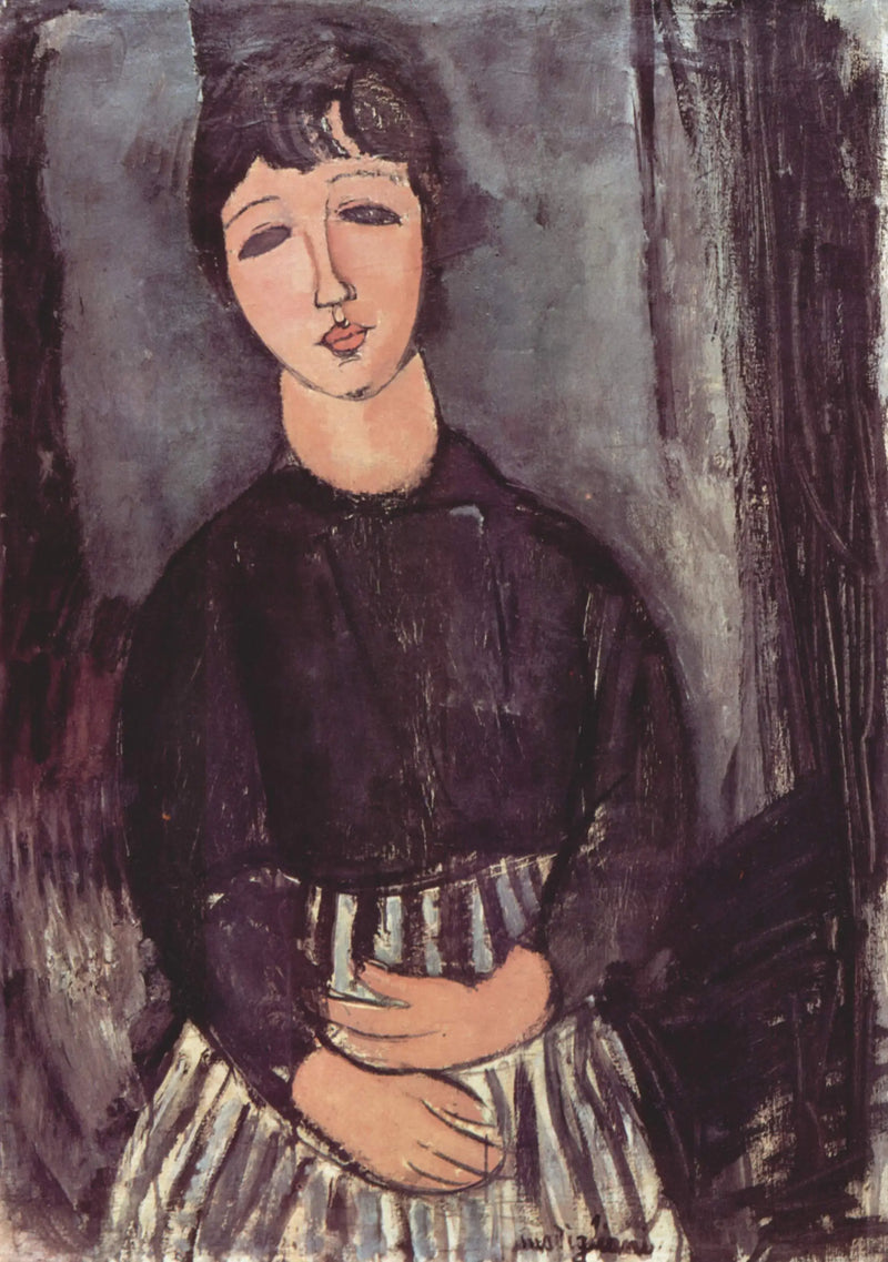 A criada com avental listrado - Amedeo Modigliani