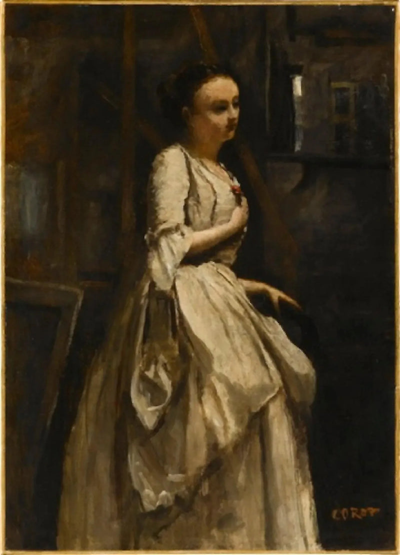 A criada com a flor vermelha - Jean-Baptiste Camille Corot
