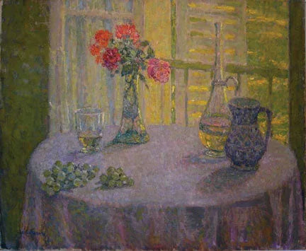 A Mesa com Buquê de cravos, Versalhes - Henri Le Sidaner