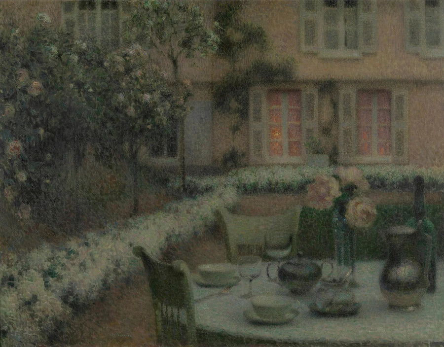 A mesa no jardim branco em Gerberoy - Henri Le Sidaner