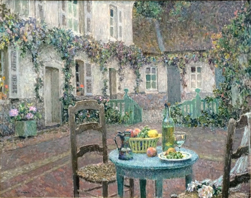 A mesa azul - Henri Le Sidaner